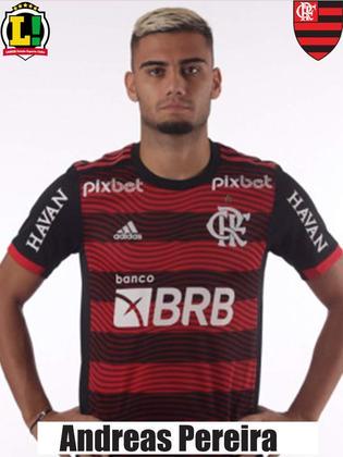 Andreas Pereira: 7,0 – Boa partida do volante, que está perto de se despedir do Flamengo. Trouxe movimentação no meio de campo, participou de boas jogadas do time e foi solidário na marcação. 