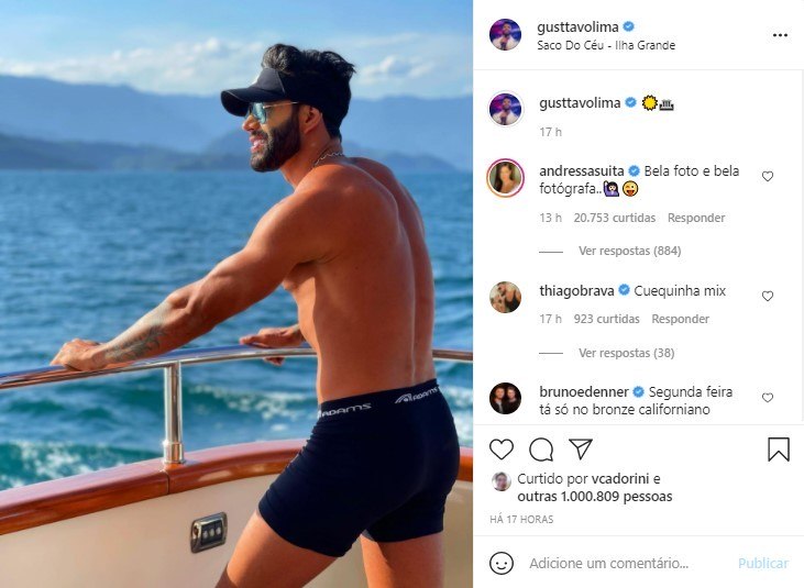 Andressa Suita elogia foto de Gusttavo Lima
