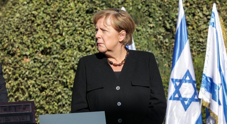 Chancele alemã, Angela Merkel, durante visita a Israel