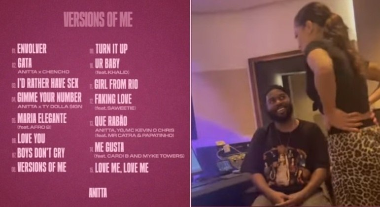 Muitos famosos gringosAs parcerias gringas superam as brasileiras em quantidade no Versions of Me. São oito artistas de fora do Brasil: os porto-riquenhos Chencho e Myke Towers, os estadunidenses Ty Dolla $ign, Khalid, YG, Saweetie e Cardi B e o britânico Afro B. Já os brasileiros que representam o país são Papatinho e Kevin O Chris, além dos vocais de Mr. Catra, que morreu em 2018
