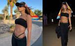 Após se apresentar no Coachella 2022, Anitta aproveitou para curtir as outras atrações do evento e usou um look superousado. A cantora apostou em uma calça de cintura baixa com a calcinha à mostra e virou assunto nas redes