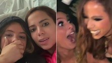Anitta fica chocada ao ver vídeos de noitada no rolê com a amiga