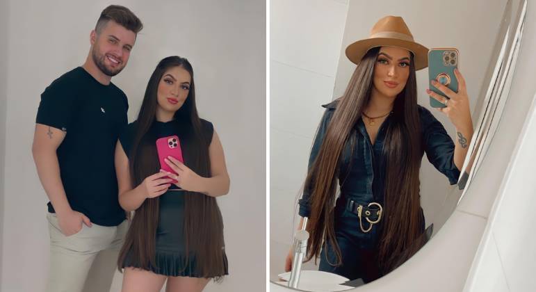 Noiva de Conrado, dupla de Aleksandro, arrasa na web com cabelão à la Rapunzel