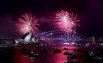 Queima de fogos em Sydney, na Austrália, para a chegada de 2022
