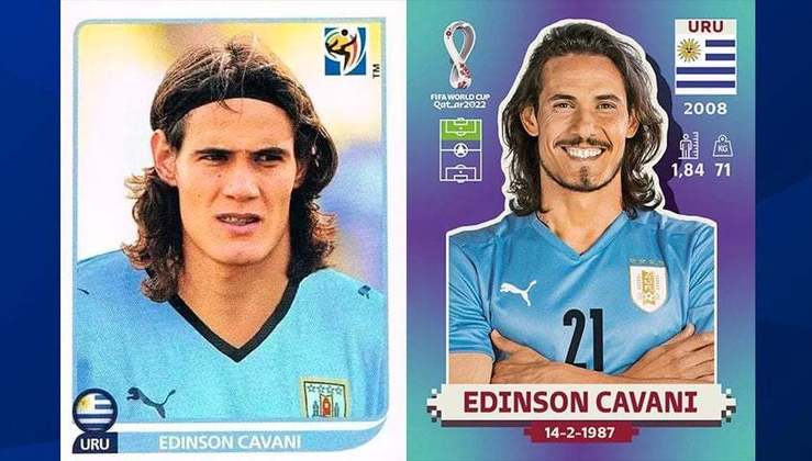 Antes e depois: Cavani em 2010 / Cavani em 2022.