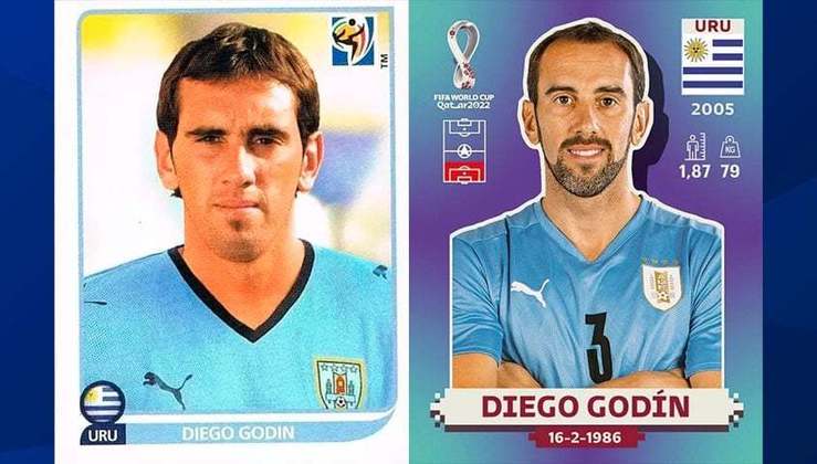 Antes e depois: Godín em 2010 / Godín em 2022.