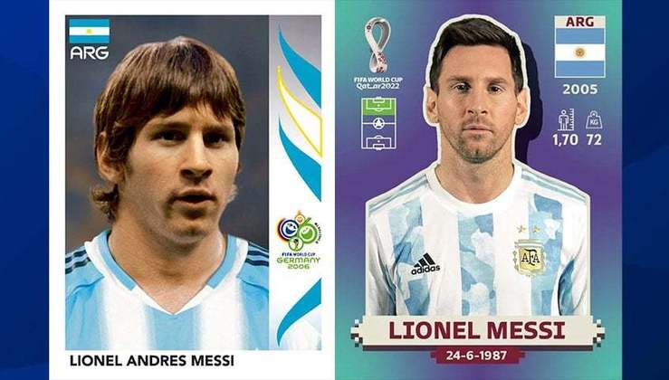 Antes e depois: Messi em 2006 / Messi em 2022.