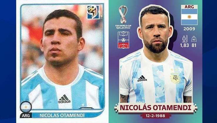 Antes e depois: Nicolás Otamendi em 2010 / Nicolás Otamendi em 2022.