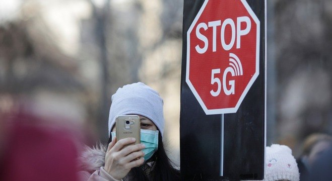 Protesto contra o 5G em Berlin, Alemanha