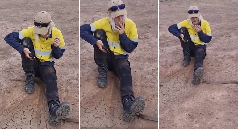 Apanhadora manteve a calma e o cigarrinho aceso, diante da serpente mais mortal da Austrália