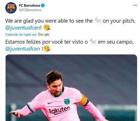 Após o fim do jogo, o Barcelona usou as redes sociais para uma provocação: 