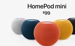 A empresa  anunciou novas versões do HomePod Mini, uma caixa de som inteligente. O aparelho vai vir em azul, vermelho, amarelo, além dos originais branco e preto, e vai custar US$ 99 (cerca de R$ 545)
