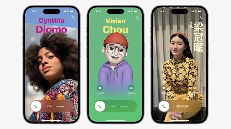 A Apple apresentou também o iOS 17, a nova versão do sistema operacional móvel da empresa. Uma das novidades interessantes são os 'pôsteres de contato', que permitem personalizar a aparência da visualização de um contato, como é possível ver na imagem