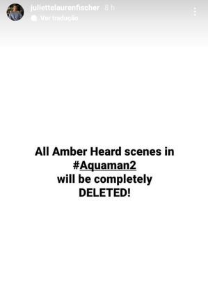 Executiva da Warner afirma que Amber Heard não estará mais em Aquaman 2