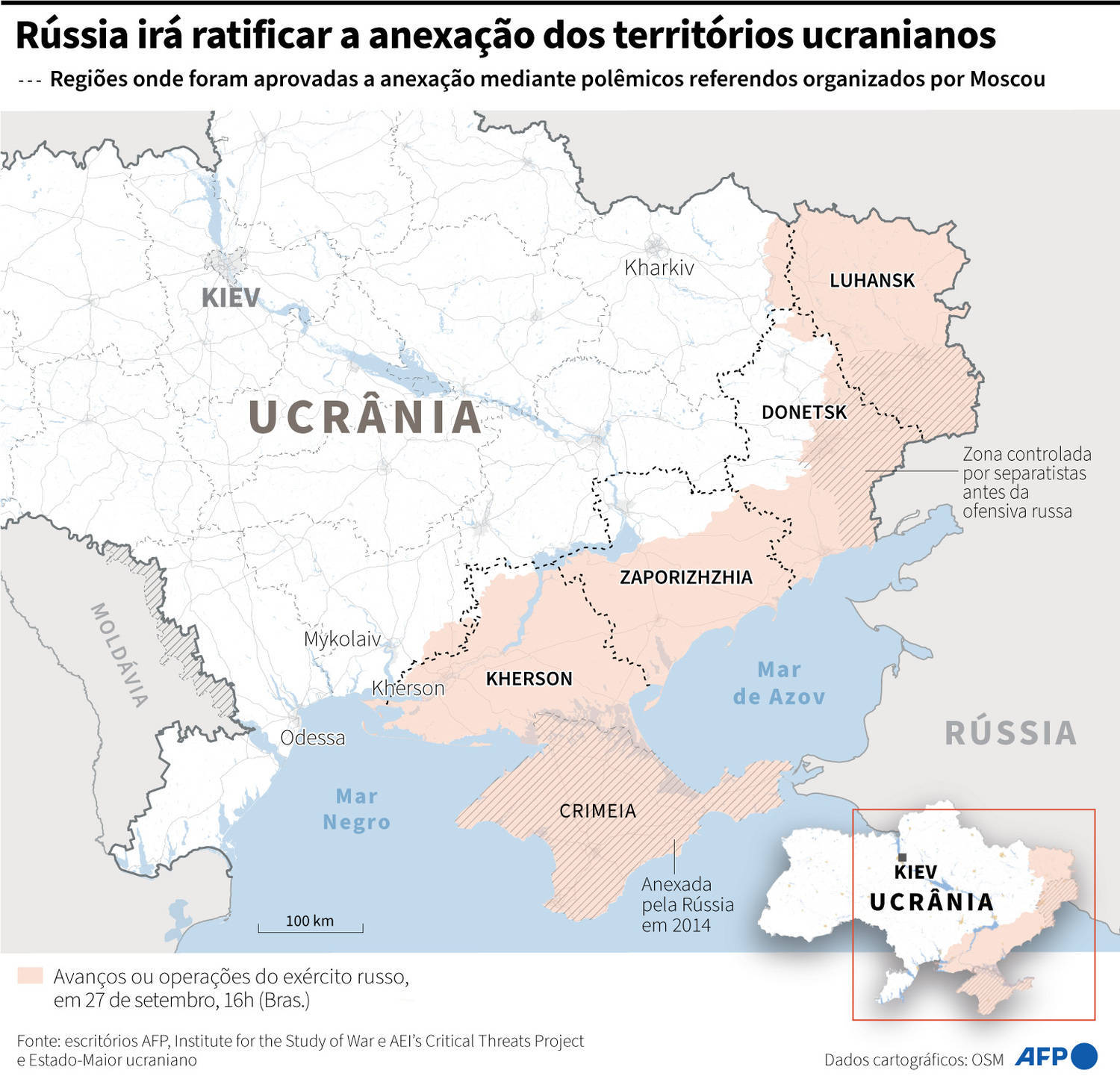 Rússia formaliza anexação de quatro regiões ucranianas