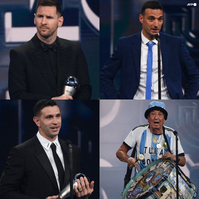Messi, Scaloni, Martínez e o representante da torcida argentina. 'La noche perfecta'