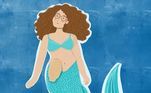 Ariel, de A Pequena Sereia, tem cabelos cacheados e castanhos, usa óculos redondos e uma bolsa de colostomia