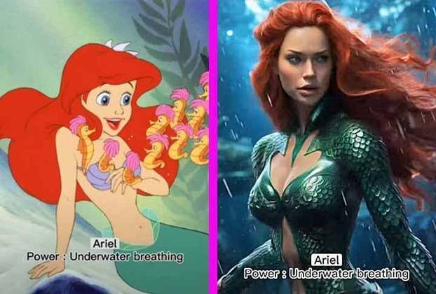 Ariel, principal personagem de ‘A Pequena Sereia’, recebe o poder de respirar na água.