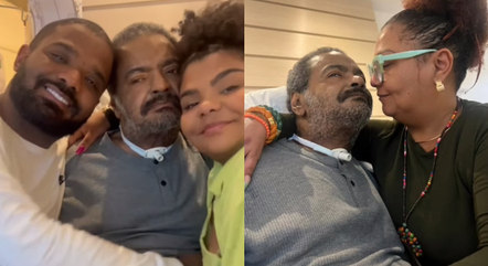 Arlindo Cruz recebe carinho 
dos filhos em Dia dos Pais