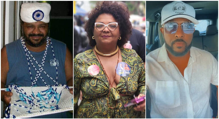 Arlindo Cruz (à esq.), Babi Cruz e André Caetano (à dir.) 