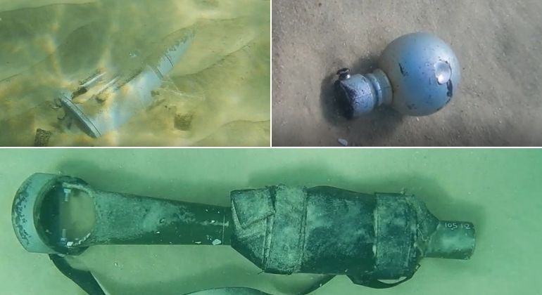 Em recentes tentativas dos terroristas do Hamas de se infiltrar em Israel por mar, mergulhadores do grupo terrorista deixaram pelo caminho uma série de armas. Um vídeo divulgado na segunda-feira (13) pelo Exército israelense mostra um colete à prova de balas, munições, uma granada, um fuzil AK-47 e um míssil, localizados pela Unidade de Missões Subaquáticas nas águas próximas à Faixa de Gaza