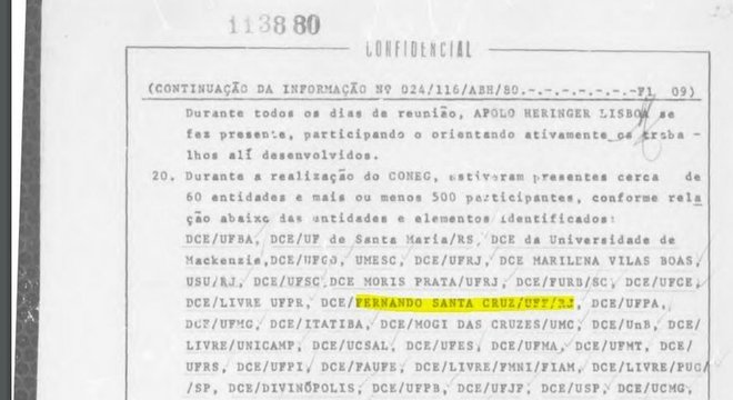  Arquivos do regime militar mostram como o Estado monitorava todas as atividades dos estudantes - entre eles Fernando