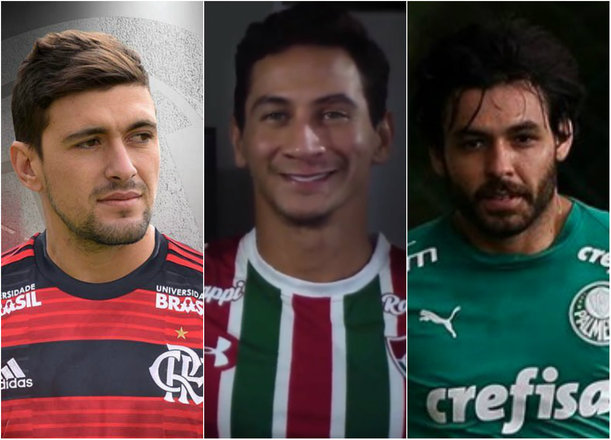O mercado da bola no Brasil anda bastante movimentado. Entre as principais contratações desta janela de transferência estão Arrascaeta, que deixou o Cruzeiro para o Flamengo por valor recorde no país; Ganso, que acertou com o Fluminense após rescisão no Sevilla; e Ricardo Goulart, principal contratação do Palmeiras para a temporada. Veja as contratações dos clubes da Série A do Brasileirão!