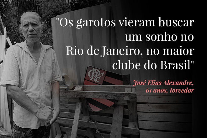 José Elias Alexandre, torcedor fanático do Flamengo, espera ação rápida do clube para quitar as pendências financeiras com os familiares dos atletas (Lucas Martinez/Arte R7)