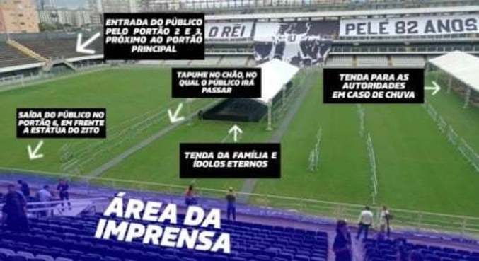Confira a estrutura montada para abrigar o velório de Pelé na Vila Belmiro 