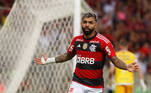Gabriel Barbosa (Flamengo)Gols: 5Desde que chegou ao Flamengo, em 2019, a atual temporada é a pior de Gabi. A crise rubro-negra atingiu até mesmo a idolatria do camisa 10, que passou a ser questionado pela torcida 