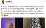 A usuária do Twitter Amee, de Nottingham, compartilhou uma foto de sua árvore de Natal de inverno que ela colocou assim que o novo mês começou na semana passada para trazer a ela um 'pouco de alegria 