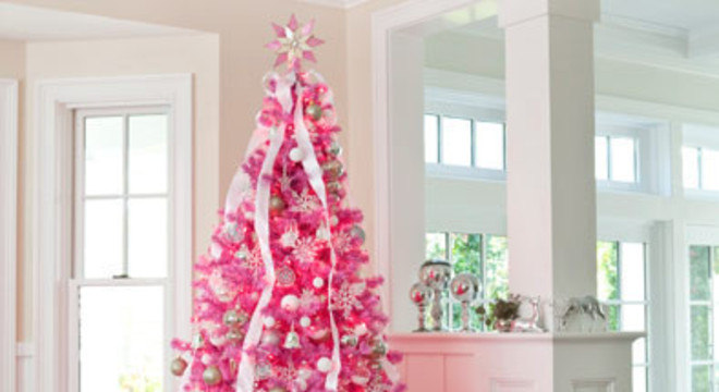 arvore de natal rosa