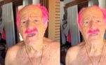 Ary Fontoura pinta o cabelo e o bigode de rosa