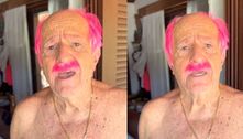 Ary Fontoura muda de visual e pinta o cabelo e o bigode de rosa
