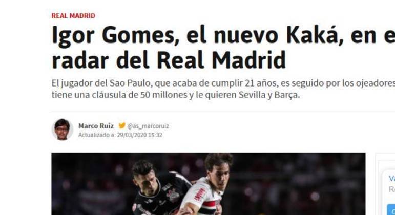 AS cravava, em 2020, que Real Madrid, Barcelona, Ajax e Sevilla queriam o 'novo Kaká'
