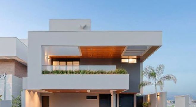 As pinturas de casas modernas com design em linhas retas