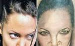 A Angelina Jolie da esquerda está precisando de uma harmonização facial