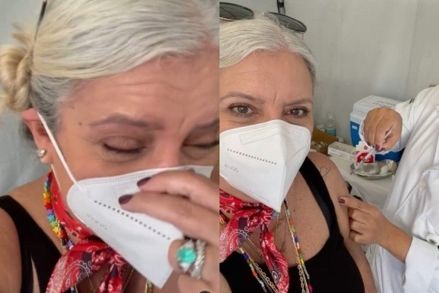 Astrid Fontenelle, de 60 anos, recebeu a primeira dose da vacina contra a covid-19, no dia 6 de maio, em São Paulo. A apresentadora de TV celebrou o grande momento por meio de vídeo compartilhado nas redes sociais. 