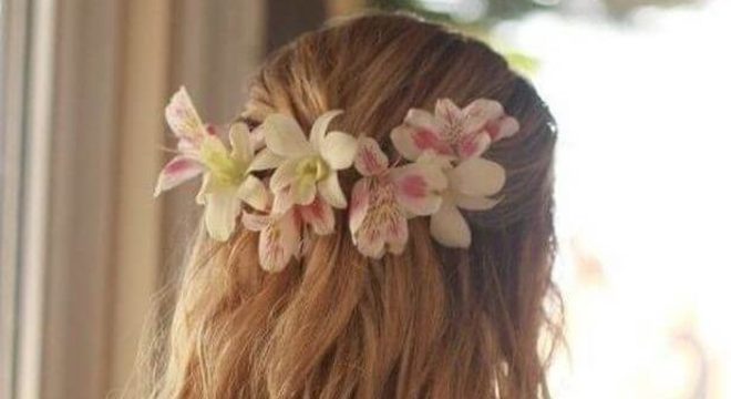 Astromélia no cabelo