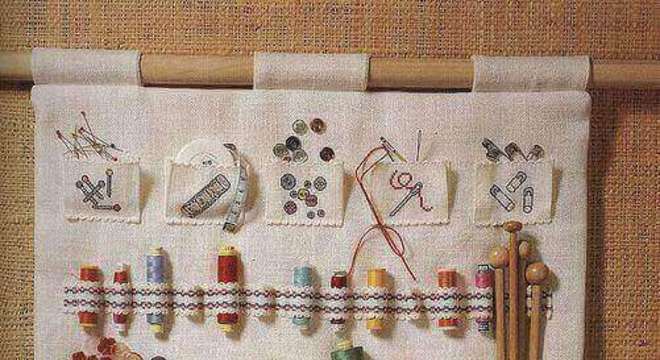 atelier de costura - tecido com bolsos para guardar 