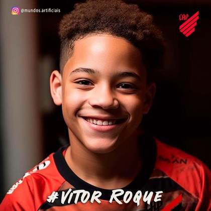 Athletico Paranaense: versão criança de Vitor Roque, criada com auxílio de inteligência artificial.