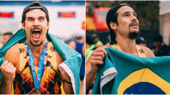 Ator Nicolas Prattes supera maratona nos EUA, dá entrevista e se emociona na TV americana 