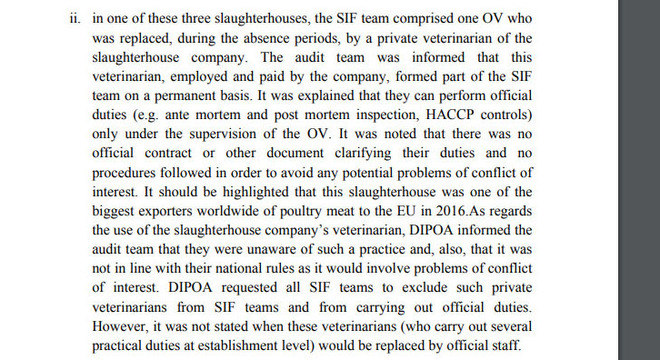 Auditoria aponta em relatório veterinário incorporado à equipe do SIF