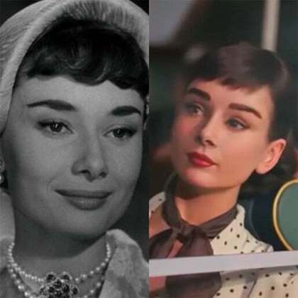 Audrey Hepburn: Estrela do cinema norte-americano nos anos 60, a atriz morreu em 1993, aos 60 anos de idade. Em 2014, foi recriada digitalmente para um comercial de chocolates.