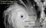 O ciclone Olivia, que passou pela costa da Austrália, teve seu ápice de velocidade na Ilha de Barrow. De acordo com a OMM, o fenômeno natural em abril de 1996 teve ventos de até 407 km/h — recorde em quase cem anos de registros oficiais
