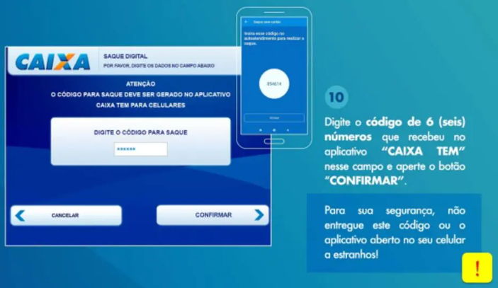 Passo 3: insira o código de seis dígitos que você criou no aplicativo CAIXA Tem e clique em "Confirmar"