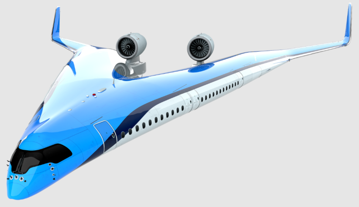 Um novo projeto de avião em formato de V foi revelado pela KLM Royal Dutch Airlines, em parceria com a Delft University of Technology. A aeronave futurista promete viagens mais baratas para os turistas, mas o planejamento mostra que o lançamento deve ocorrer apenas em 2041