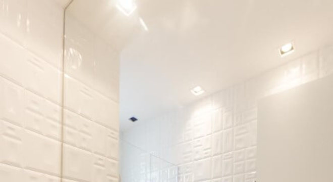 Azulejo para banheiro com textura Projeto de Andrea Fonseca