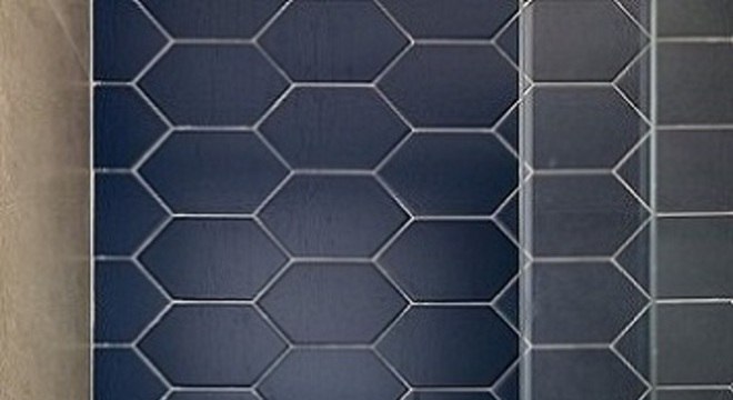 Azulejo para banheiro hexagonal azul Projeto de GF Projetos