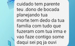 A vítima contou que os bandidos continuaram com as ameaças por mensagens, e seu filho mais velho, de 18 anos, era um dos alvos